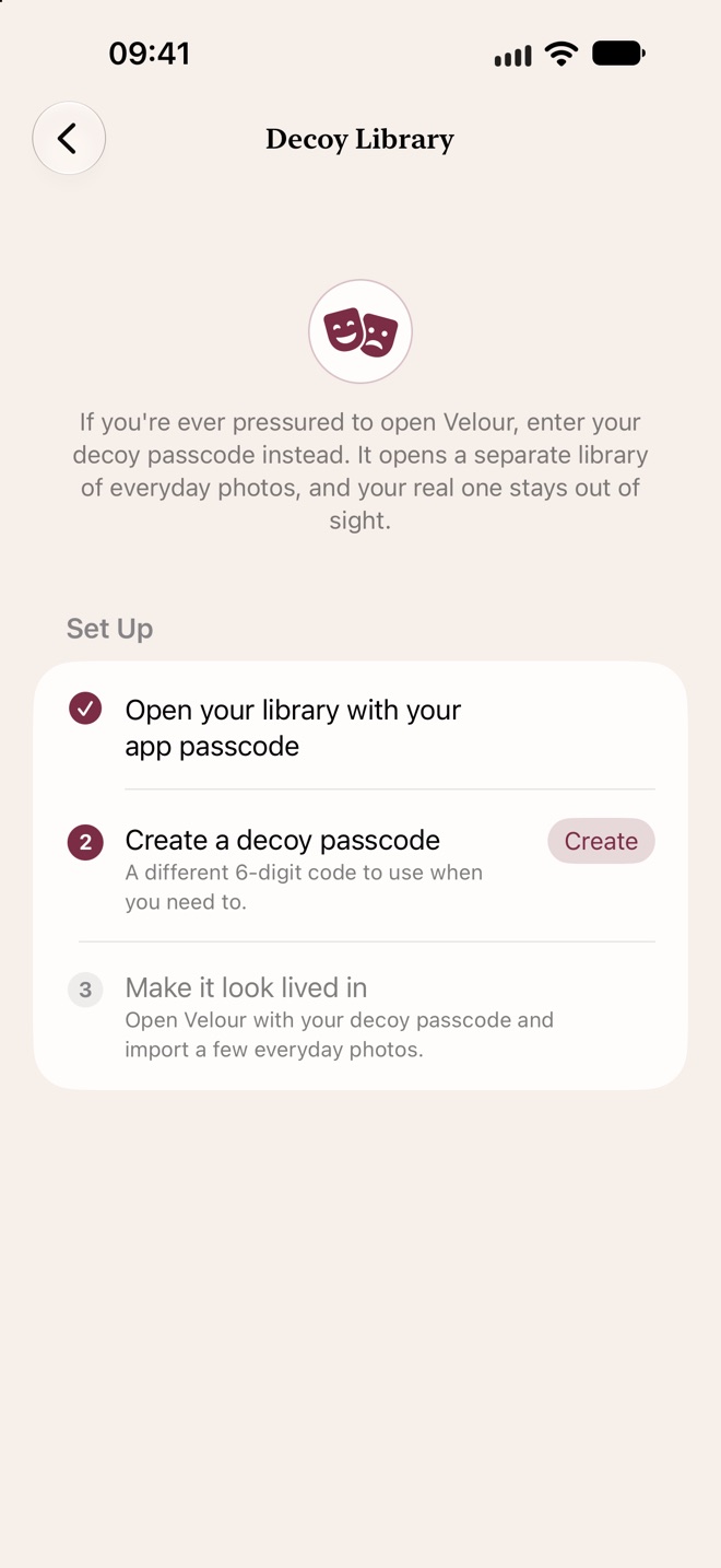 The Decoy Library setup screen with numbered steps